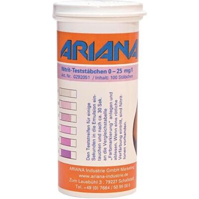 Ariana, Laborbedarf, Messstäbchen TRGS 611 Nitrit-Gehalt 0-25 mg/l 100 St. Ariana, Laborbedarf, Messstäbchen TRGS 611 Nitrit-Gehalt 0-25 mg/l 100 St.
