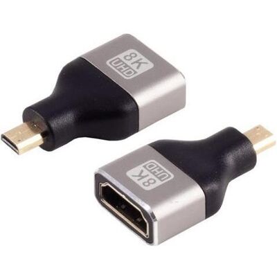 Shiverpeaks S/CONN maximum connectivity HDMI-D Adapter, HDMI-A Buchse, 8K, Metall, Data + Video Adapter, Schwarz, Silber Shiverpeaks S/CONN maximum connectivity HDMI-D Adapter, HDMI-A Buchse, 8K, Metall, Data + Video Adapter, Schwarz, Silber