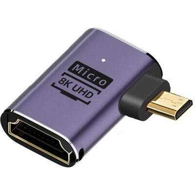 PowerGuard Micro HDMI auf HDMI 2.1 90-Grad Winkel Left Adapter (Micro HDMI), Data + Video Adapter, Grau PowerGuard Micro HDMI auf HDMI 2.1 90-Grad Winkel Left Adapter (Micro HDMI), Data + Video Adapter, Grau