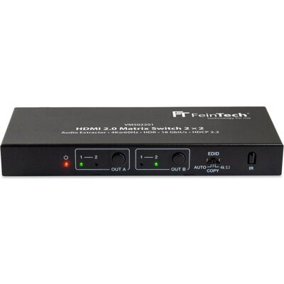 FeinTech VMS02201 HDMI 2.0 Matrix Switch - 2x2, Audio Extractor FeinTech VMS02201 HDMI 2.0 Matrix Switch - 2x2, Audio Extractor