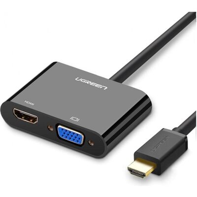 Ugreen HDMI auf HDMI / VGA Adapter mit Audio (HDMI, 3 cm), Data + Video Adapter, Schwarz Ugreen HDMI auf HDMI / VGA Adapter mit Audio (HDMI, 3 cm), Data + Video Adapter, Schwarz