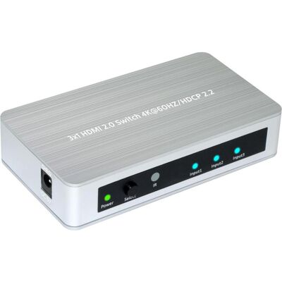 MicroConnect HDMI 2.0 Switch 3 to 1 way, Switch Box MicroConnect HDMI 2.0 Switch 3 to 1 way, Switch Box
