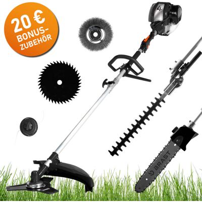 Brast - Benzin 4-in-1 Trimmer - 37,7cc 1,36CV Multitool für Garten Brast - Benzin 4-in-1 Trimmer - 37,7cc 1,36CV Multitool für Garten