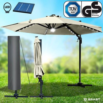 Brast Alu Ampelschirm 300cm beige mit LED-Beleuchtung Brast Alu Ampelschirm 300cm beige mit LED-Beleuchtung