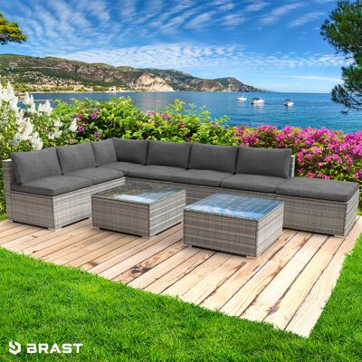 Brast Polyrattan Gartenlounge Set RELAX grau Brast Polyrattan Gartenlounge Set RELAX grau