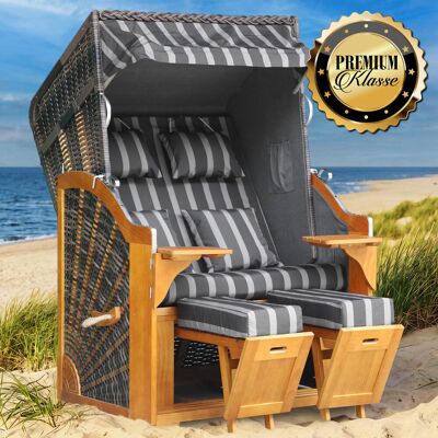 Brast Strandkorb BORNHOLM Premium grau / anthrazit gestreift Brast Strandkorb BORNHOLM Premium grau / anthrazit gestreift