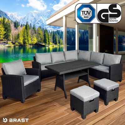 Brast Polyrattan Eck Sitzgruppe HACIENDA schwarz/grau Brast Polyrattan Eck Sitzgruppe HACIENDA schwarz/grau