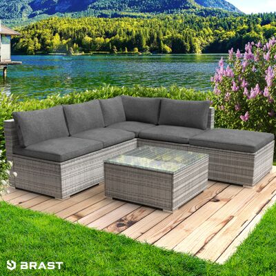 Brast Polyrattan Garten Lounge Set OASE grau Brast Polyrattan Garten Lounge Set OASE grau