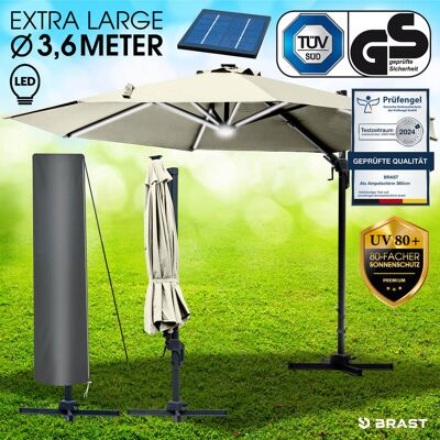 Brast Alu Ampelschirm 360cm beige mit LED-Beleuchtung Brast Alu Ampelschirm 360cm beige mit LED-Beleuchtung