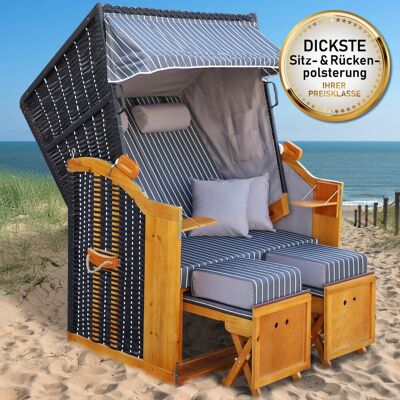 Brast Strandkorb RÜGEN DELUXE Nadelstreifen anthrazit/weiß Brast Strandkorb RÜGEN DELUXE Nadelstreifen anthrazit/weiß