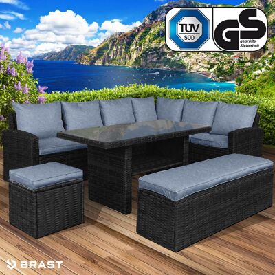 Brast Poly-Rattan Eck Sitzgruppe ECO schwarz/blau Brast Poly-Rattan Eck Sitzgruppe ECO schwarz/blau