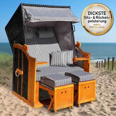 Brast Strandkorb RÜGEN DELUXE anthrazit/grau gestreift Brast Strandkorb RÜGEN DELUXE anthrazit/grau gestreift