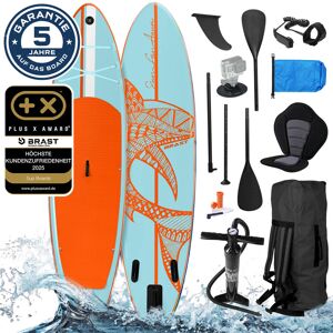Brast Aufblasbares SUP Board Set mit Sitz SHARK 320 light blue/orange Brast Aufblasbares SUP Board Set mit Sitz SHARK 320 light blue/orange