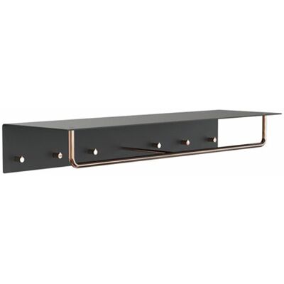 Frost Unu Wandgarderobe (mit 6 Haken, schwarz matt / kupfer poliert) mit 6 Haken schwarz matt / kupfer poliert Frost Unu Wandgarderobe (mit 6 Haken, schwarz matt / kupfer poliert) mit 6 Haken schwarz matt / kupfer poliert