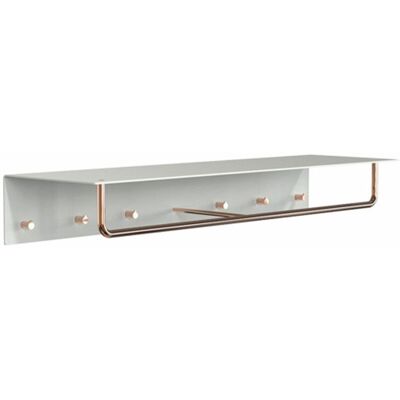 Frost Unu Wandgarderobe (mit 6 Haken, weiß matt / kupfer poliert) mit 6 Haken weiß matt / kupfer poliert Frost Unu Wandgarderobe (mit 6 Haken, weiß matt / kupfer poliert) mit 6 Haken weiß matt / kupfer poliert