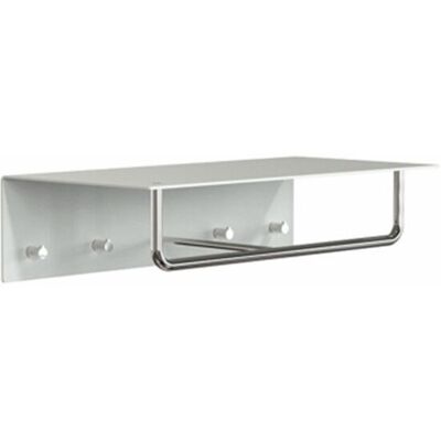 Frost Unu Wandgarderobe (mit 4 Haken, weiß matt / edelstahl poliert) mit 4 Haken weiß matt / edelstahl poliert Frost Unu Wandgarderobe (mit 4 Haken, weiß matt / edelstahl poliert) mit 4 Haken weiß matt / edelstahl poliert
