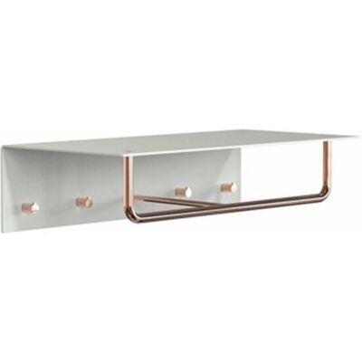 Frost Unu Wandgarderobe (mit 4 Haken, weiß matt / kupfer poliert) mit 4 Haken weiß matt / kupfer poliert Frost Unu Wandgarderobe (mit 4 Haken, weiß matt / kupfer poliert) mit 4 Haken weiß matt / kupfer poliert