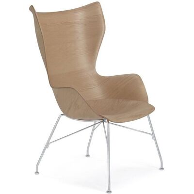Kartell K/ Wood Sessel (chrom / Eschenlamellen hell) chrom / Eschenlamellen hell Kartell K/ Wood Sessel (chrom / Eschenlamellen hell) chrom / Eschenlamellen hell