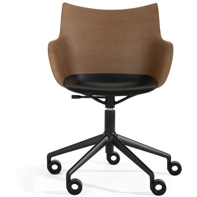 Kartell Q/ Wood Bürostuhl (schwarz lackiert, Eichenfurnier dunkel / schwarz, H 4... schwarz lackiert Eichenfurnier dunkel / schwarz H 41,5cm Kartell Q/ Wood Bürostuhl (schwarz lackiert, Eichenfurnier dunkel / schwarz, H 4... schwarz lackiert Eichenfurnier dunkel / schwarz H 41,5cm