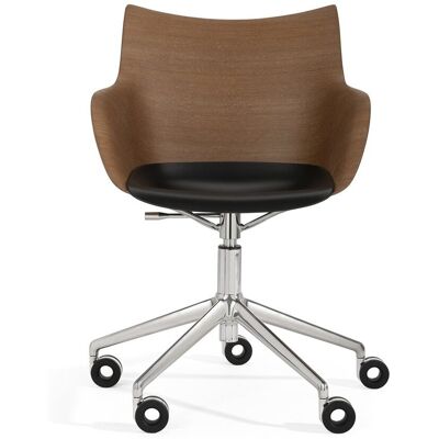 Kartell Q/ Wood Bürostuhl (chrom, Eichenfurnier dunkel / schwarz, H 41,5cm) chrom Eichenfurnier dunkel / schwarz H 41,5cm Kartell Q/ Wood Bürostuhl (chrom, Eichenfurnier dunkel / schwarz, H 41,5cm) chrom Eichenfurnier dunkel / schwarz H 41,5cm