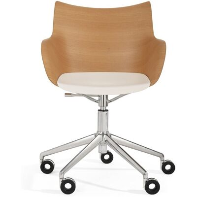 Kartell Q/ Wood Bürostuhl (chrom, Eichenfurnier hell / weiß, H 41,5cm) chrom Eichenfurnier hell / weiß H 41,5cm Kartell Q/ Wood Bürostuhl (chrom, Eichenfurnier hell / weiß, H 41,5cm) chrom Eichenfurnier hell / weiß H 41,5cm