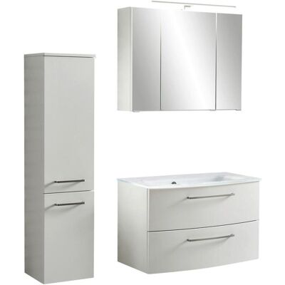 Held Möbel STOCKHOLM Badezimmer-Set - Weiß Glasbecken Held Möbel STOCKHOLM Badezimmer-Set - Weiß Glasbecken