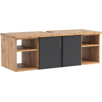 Held , Grau, Eiche Wotan , Holzwerkstoff , 2 Fächer , 120x41x47 cm , Made in Germany , hängend , Held , Grau, Eiche Wotan , Holzwerkstoff , 2 Fächer , 120x41x47 cm , Made in Germany , hängend ,