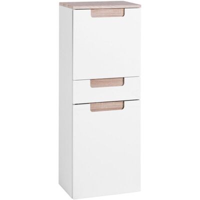Held Möbel Midischrank Siena - Weiß Hochglanz / Eiche Sonoma - Badmöbel Held Möbel Midischrank Siena - Weiß Hochglanz / Eiche Sonoma - Badmöbel