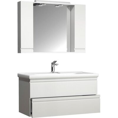 VCM 3-tlg. Badezimmer-Set mit Keramik-Waschbecken & Spiegelschrank VCM 3-tlg. Badezimmer-Set mit Keramik-Waschbecken & Spiegelschrank