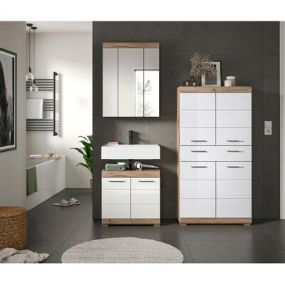 Mid.you , Eichefarben, Weiß Hochglanz , Glas, Holzwerkstoff , 9 Fächer , 1 Schublade(n) Schubladen , 134 cm , FSC MIX , stehend , Mid.you , Eichefarben, Weiß Hochglanz , Glas, Holzwerkstoff , 9 Fächer , 1 Schublade(n) Schubladen , 134 cm , FSC MIX , stehend ,