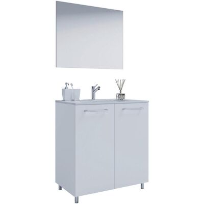 VCM Weiß 80cm Badmöbel-Set - Waschbecken, Spiegel, Schrank VCM Weiß 80cm Badmöbel-Set - Waschbecken, Spiegel, Schrank