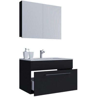 VCM Schwarzes Badezimmermöbel-Set - 3-teilig, 60cm VCM Schwarzes Badezimmermöbel-Set - 3-teilig, 60cm