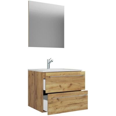 VCM Honig Eiche 3-teiliges Badezimmer-Set - Waschtisch, Spiegel VCM Honig Eiche 3-teiliges Badezimmer-Set - Waschtisch, Spiegel