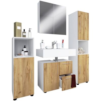 Mid.you , Weiß, Honigeiche , Kunststoff , 7 Fächer , 2 Schublade(n),2 Schublade(n) Schubladen , 123 cm , stehend, erweiterbar , Mid.you , Weiß, Honigeiche , Kunststoff , 7 Fächer , 2 Schublade(n),2 Schublade(n) Schubladen , 123 cm , stehend, erweiterbar ,