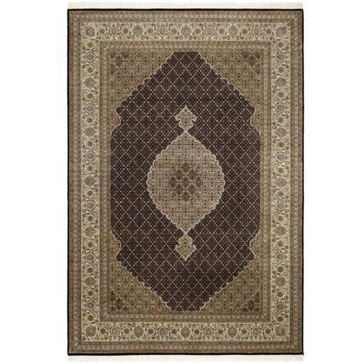 Cavari Mahi Woll Seide Handgeknüpfter Teppich - 80x140 cm, Schwarz, Orientalisches Muster Cavari Mahi Woll Seide Handgeknüpfter Teppich - 80x140 cm, Schwarz, Orientalisches Muster