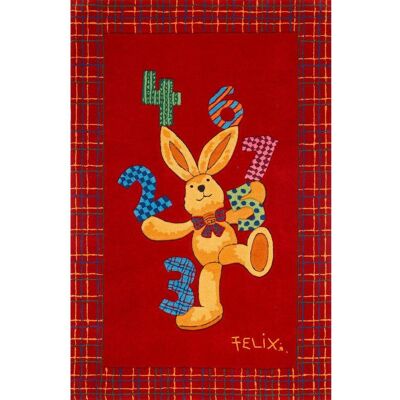 FELIX DER HASE Roter Kinderteppich - Handmade FELIX DER HASE Roter Kinderteppich - Handmade