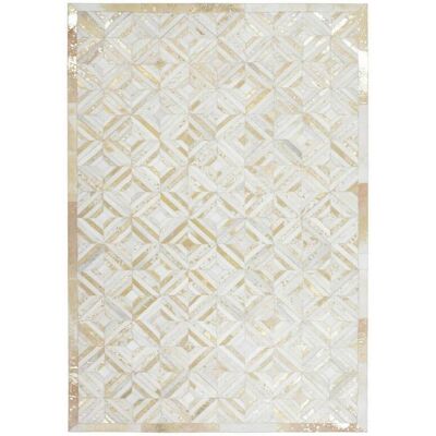 KAYOOM Spark 410 Lederteppich - 80x150cm, Elfenbein/Gold - Fußbodenheizung KAYOOM Spark 410 Lederteppich - 80x150cm, Elfenbein/Gold - Fußbodenheizung