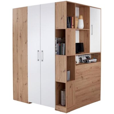 Ondega , Weiß, Eiche Artisan , Holzwerkstoff , 8 Fächer , 150x205x120 cm , Beimöbel erhältlich , Ondega , Weiß, Eiche Artisan , Holzwerkstoff , 8 Fächer , 150x205x120 cm , Beimöbel erhältlich ,