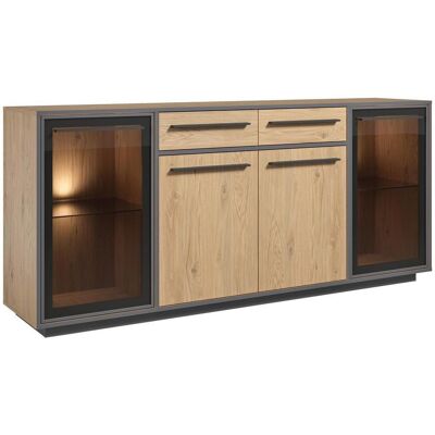 Livetastic , Schwarz, Eichefarben , Glas, Holzwerkstoff , 4 Fächer , 2 Schublade(n) Schubladen , 187x83x40 cm , Beimöbel erhältlich , Livetastic , Schwarz, Eichefarben , Glas, Holzwerkstoff , 4 Fächer , 2 Schublade(n) Schubladen , 187x83x40 cm , Beimöbel erhältlich ,