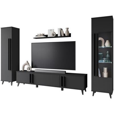 P & B , Schwarz , Glas, Holzwerkstoff , 8 Fächer , 260x159.5x33 cm , FSC , stehend, Beleuchtung , P & B , Schwarz , Glas, Holzwerkstoff , 8 Fächer , 260x159.5x33 cm , FSC , stehend, Beleuchtung ,