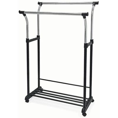 Möbelix , Schwarz, Chromfarben , Metall, Kunststoff , 83x104-167x58 cm , Kleinmöbel, Kleiderständer, Kleiderwagen Möbelix , Schwarz, Chromfarben , Metall, Kunststoff , 83x104-167x58 cm , Kleinmöbel, Kleiderständer, Kleiderwagen