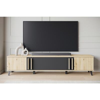P & B , Schwarz, Eiche Artisan , Holzwerkstoff , 180x40x33 cm , FSC , stehend , Wohnzimmer, TV-Möbel, TV- & Lowboards P & B , Schwarz, Eiche Artisan , Holzwerkstoff , 180x40x33 cm , FSC , stehend , Wohnzimmer, TV-Möbel, TV- & Lowboards