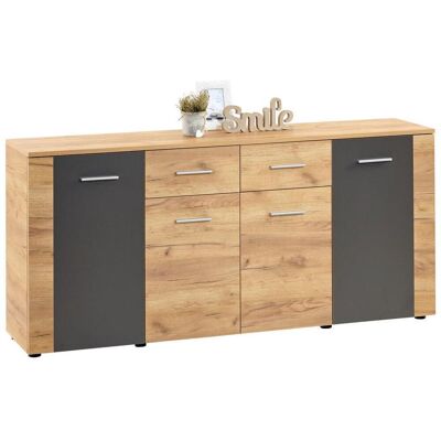 Möbelix , Grau, Eichefarben , 4 Fächer , 2 Schublade(n) Schubladen , 177x80x40 cm , Kleinmöbel, Kommoden, Kommoden Möbelix , Grau, Eichefarben , 4 Fächer , 2 Schublade(n) Schubladen , 177x80x40 cm , Kleinmöbel, Kommoden, Kommoden