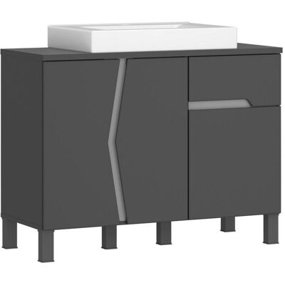 Luca Bessoni , Anthrazit , Holzwerkstoff , 3 Fächer , 1 Schublade(n) Schubladen , 100x86x47 cm , Luca Bessoni , Anthrazit , Holzwerkstoff , 3 Fächer , 1 Schublade(n) Schubladen , 100x86x47 cm ,
