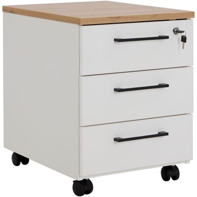 Möbelix , Weiß, Eichefarben , Holzwerkstoff , 3 Schublade(n) Schubladen , 43x58.4x55.3 cm , Büromöbel, Rollcontainer Möbelix , Weiß, Eichefarben , Holzwerkstoff , 3 Schublade(n) Schubladen , 43x58.4x55.3 cm , Büromöbel, Rollcontainer