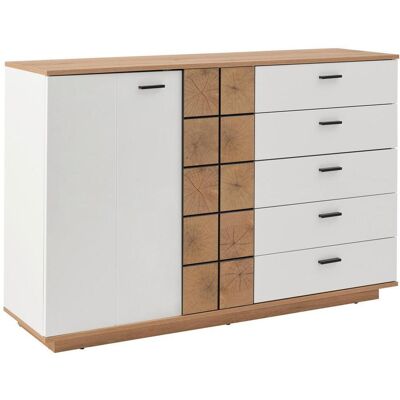 Möbelix , Weiß, Eichefarben, Weiß Hochglanz , Holzwerkstoff , 2 Fächer , 5 Schublade(n) Schubladen , 136.1x95x40 cm , Kleinmöbel, Kommoden, Kommoden Möbelix , Weiß, Eichefarben, Weiß Hochglanz , Holzwerkstoff , 2 Fächer , 5 Schublade(n) Schubladen , 136.1x95x40 cm , Kleinmöbel, Kommoden, Kommoden