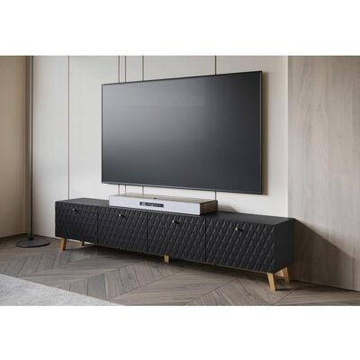 P & B , Schwarz, Goldfarben , Holzwerkstoff , 2 Fächer , 190x39x32 cm , FSC , stehend , Wohnzimmer, TV-Möbel, TV- & Lowboards P & B , Schwarz, Goldfarben , Holzwerkstoff , 2 Fächer , 190x39x32 cm , FSC , stehend , Wohnzimmer, TV-Möbel, TV- & Lowboards
