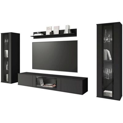 P & B , Schwarz , Holzwerkstoff , 11 Fächer , 262x141.9x33 cm , FSC , stehend, hängend , P & B , Schwarz , Holzwerkstoff , 11 Fächer , 262x141.9x33 cm , FSC , stehend, hängend ,