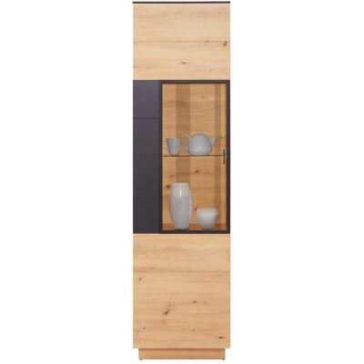 MÖBELIX , Grau, Eichefarben , Glas, Holzwerkstoff , 4 Fächer , 56x207.6x40 cm , Typenauswahl, stehend , Kleinmöbel, Vitrinen, Vitrinenschränke MÖBELIX , Grau, Eichefarben , Glas, Holzwerkstoff , 4 Fächer , 56x207.6x40 cm , Typenauswahl, stehend , Kleinmöbel, Vitrinen, Vitrinenschränke