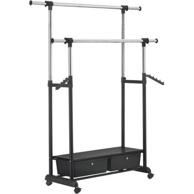 Möbelix , Schwarz, Chromfarben , Metall, Kunststoff , 92-143x116-176x44 cm , Schubladen , Kleinmöbel, Kleiderständer, Kleiderwagen Möbelix , Schwarz, Chromfarben , Metall, Kunststoff , 92-143x116-176x44 cm , Schubladen , Kleinmöbel, Kleiderständer, Kleiderwagen